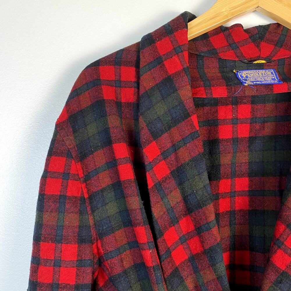 1960's Vintage Pendleton 100% Pure Virgin Wool Plaid Pajama Robe XL - Picture 2 of 6